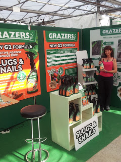 Sue on our stand at Four Oaks - amazingly hot for September and here we are in a greenhouse!!