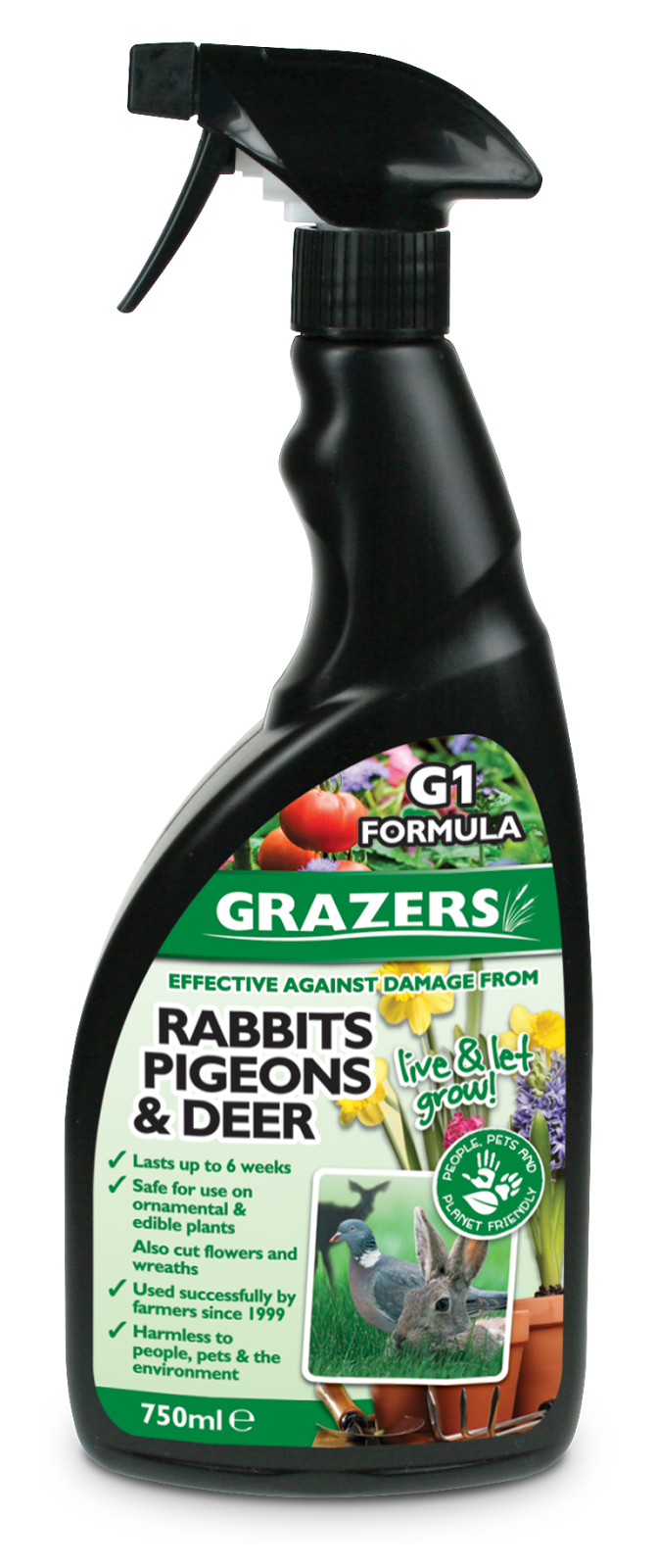 Grazers G1 effective against damage from RABBITS,PIGEON & DEER